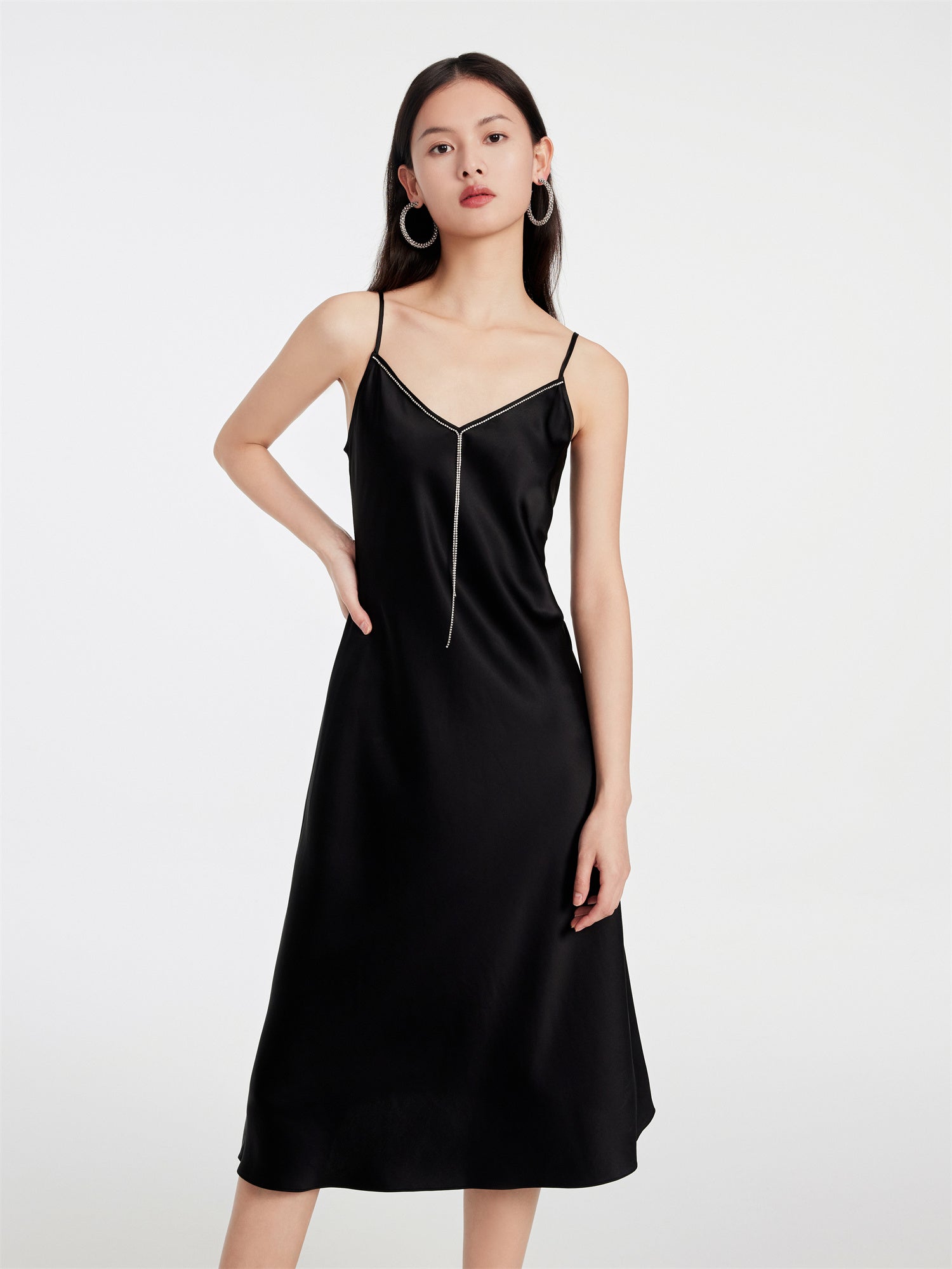 EP YAYING BLACK SLIP DRESS