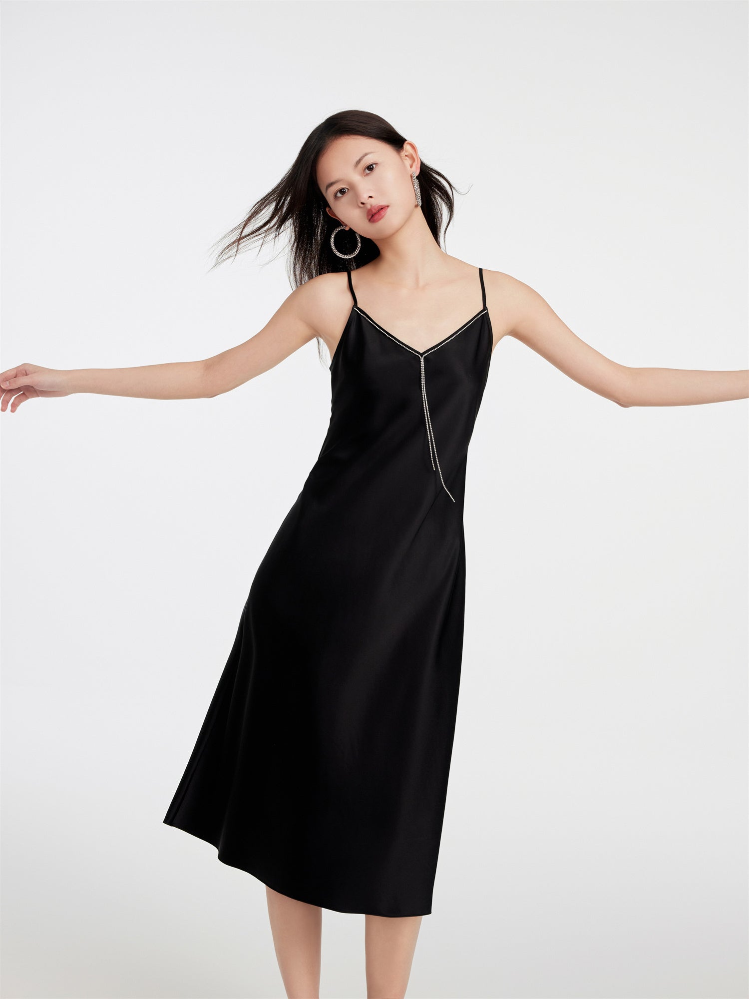 EP YAYING BLACK SLIP DRESS