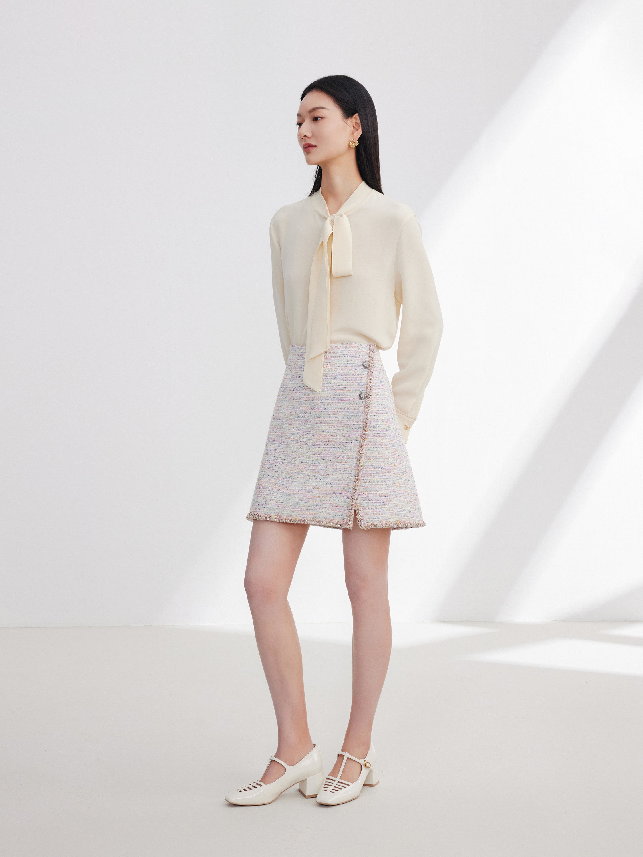 EP YAYING Pink Tweed Mini Skirt