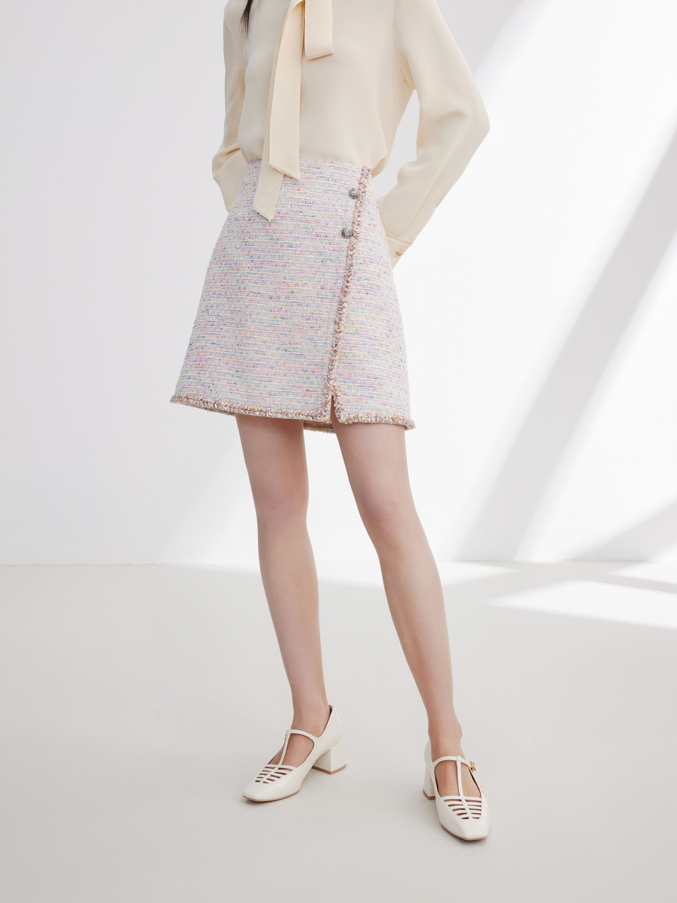 EP YAYING Pink Tweed Mini Skirt