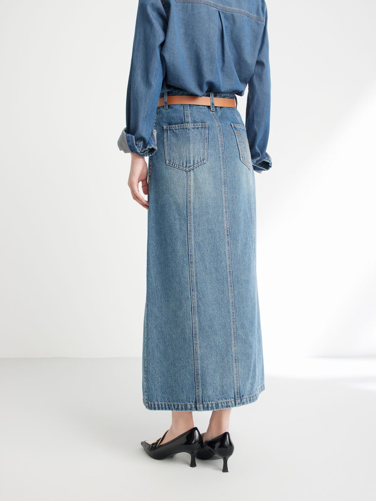 EP YAYING Split Cotton Midi Skirt EGIADJ301A