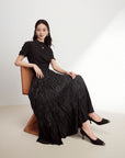 EP YAYING A-line Pleated Midi Skirt