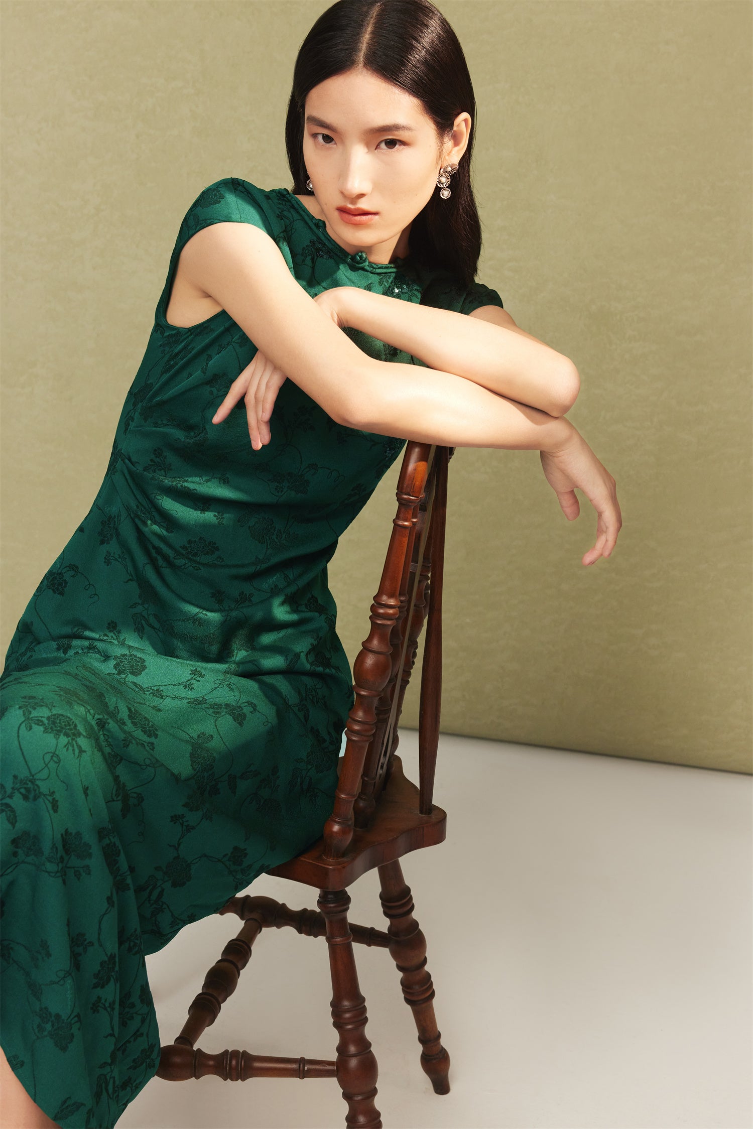 silk qipao dress EP YAYING Chinese Style Silk Qipao Dress 6 / green
