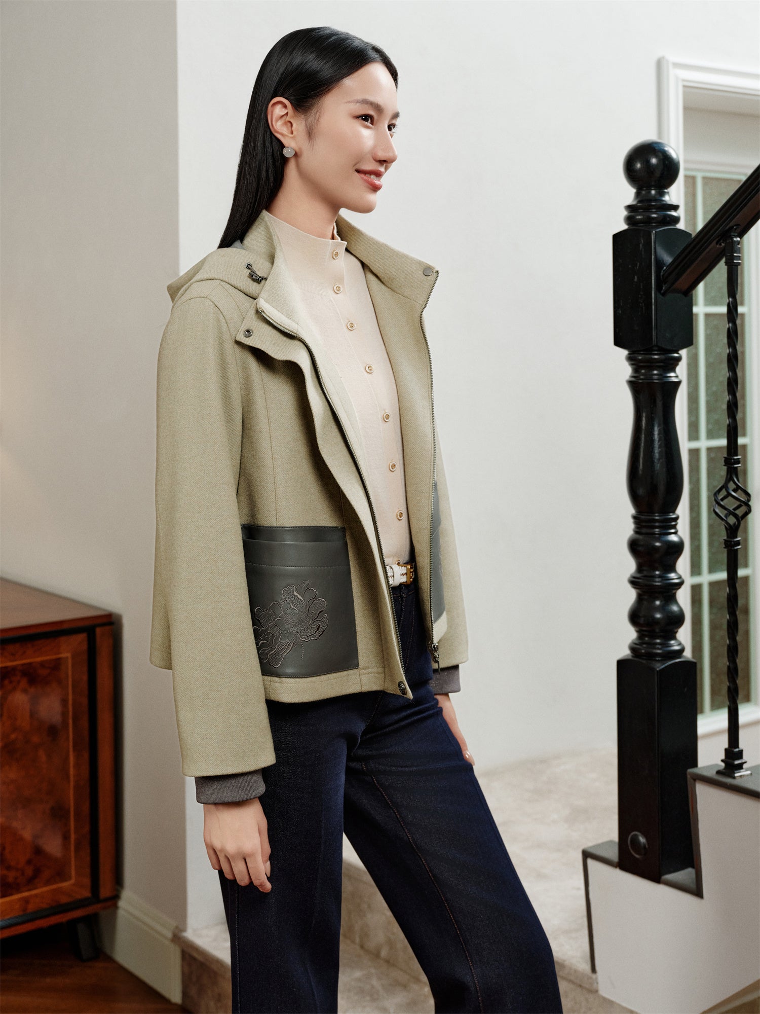YAYING Hooded Embroidered Jacket