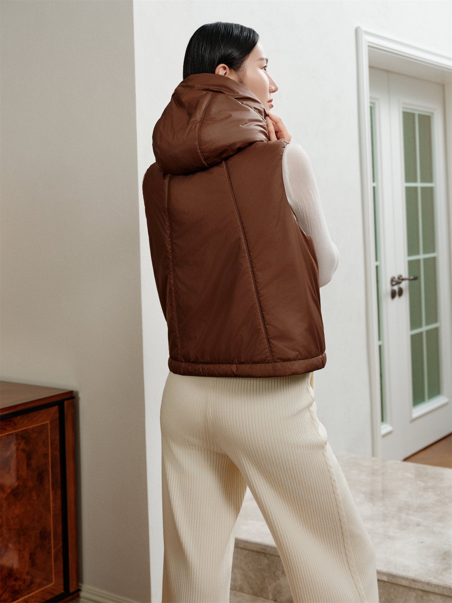 YAYING Hooded Drawstring Cotton Vest