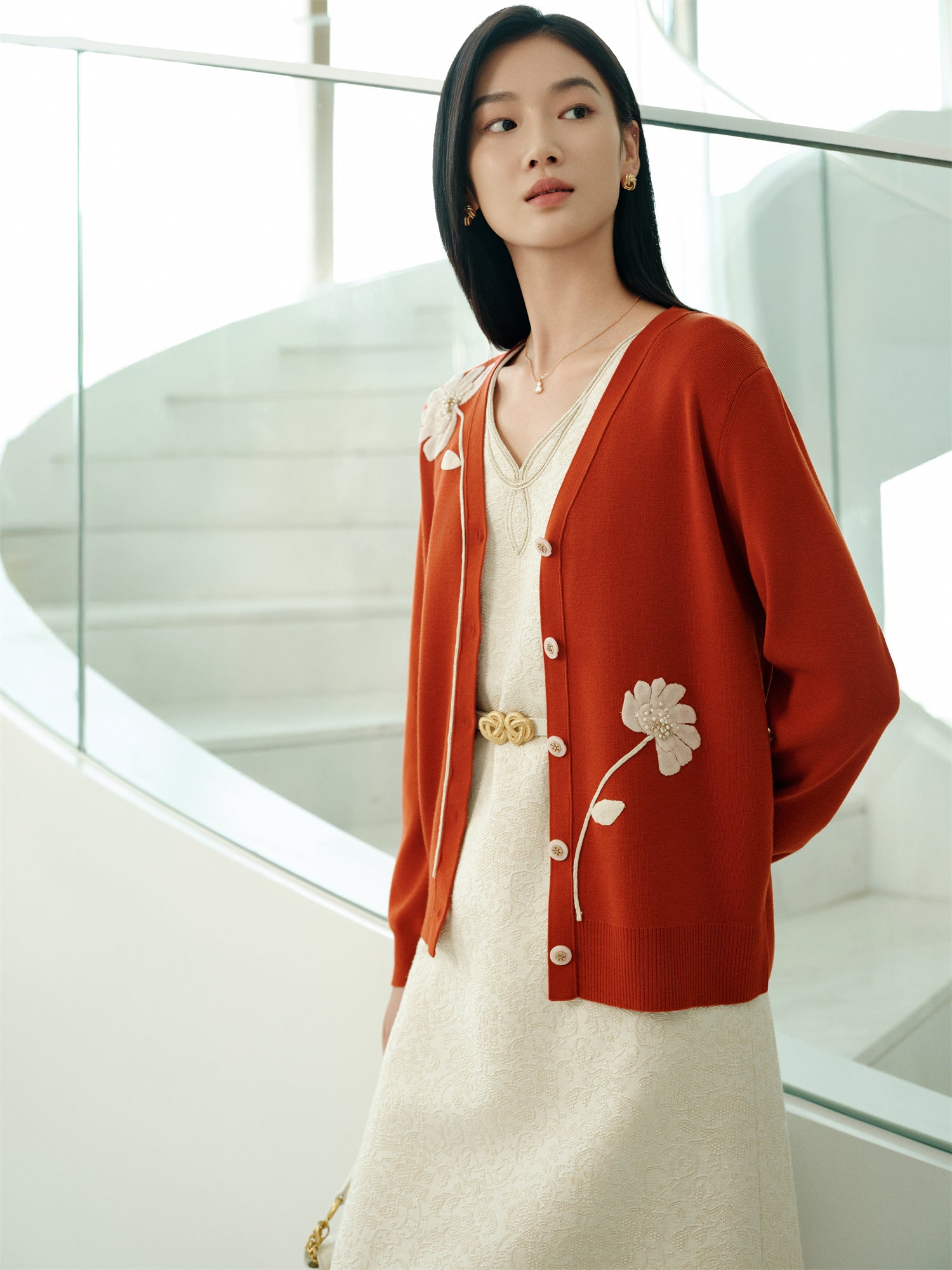 YAYING Wool Embroidered Knit Cardigan EPKPW9121AO