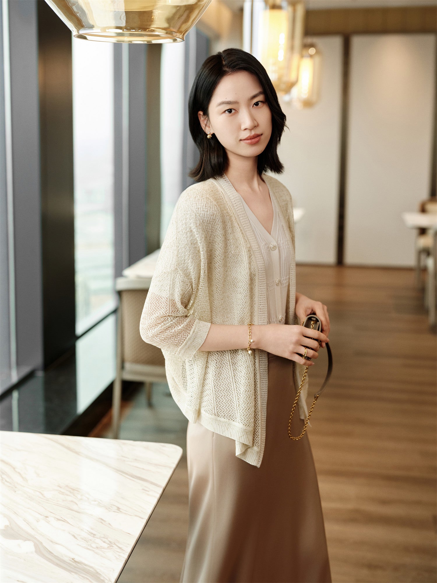 YAYING Mulberry Silk Knit Cardigan EPKES9106AJ