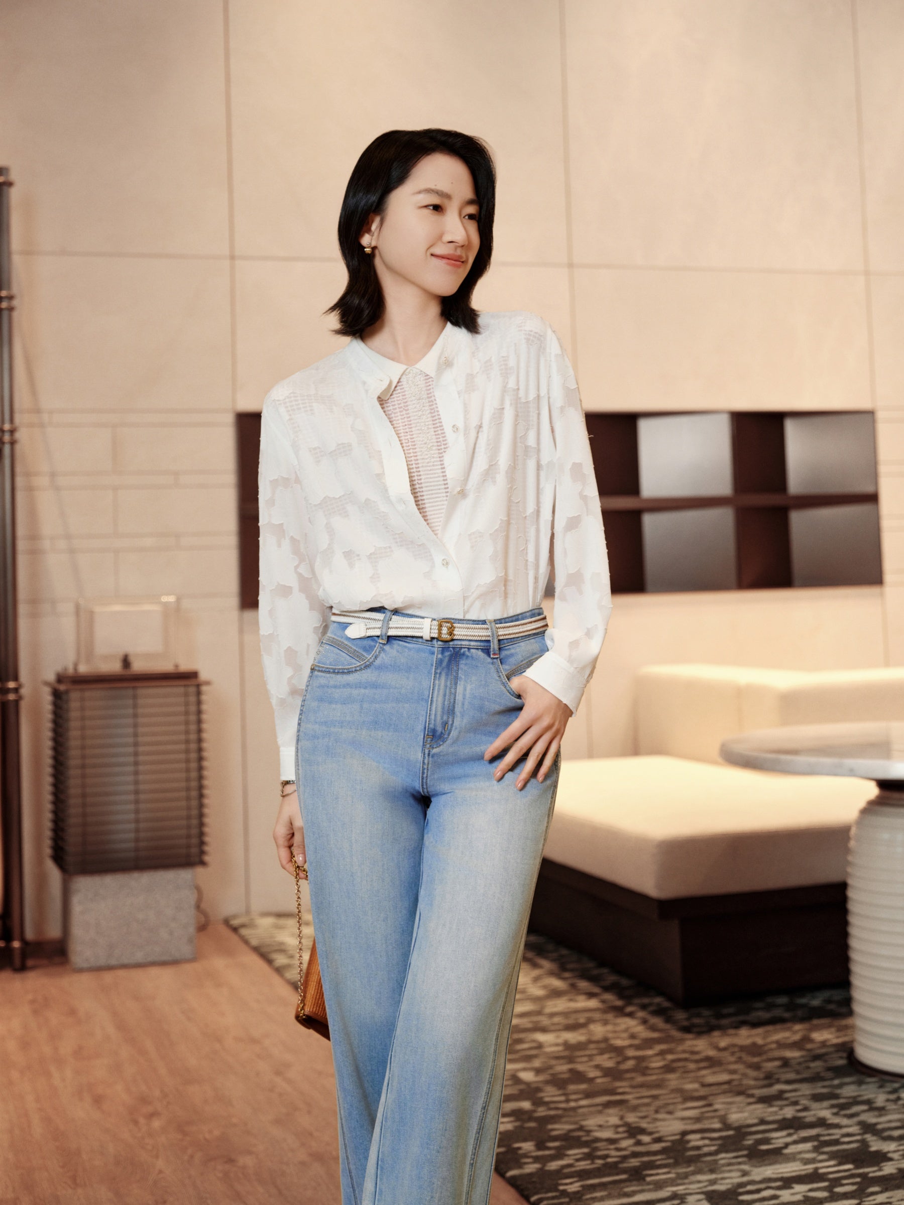 YAYING high-waist straight-leg designer denim jeans