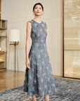 YAYING Elegant silk jacquard sleeveless A-line dress