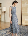 YAYING Elegant silk jacquard sleeveless A-line dress
