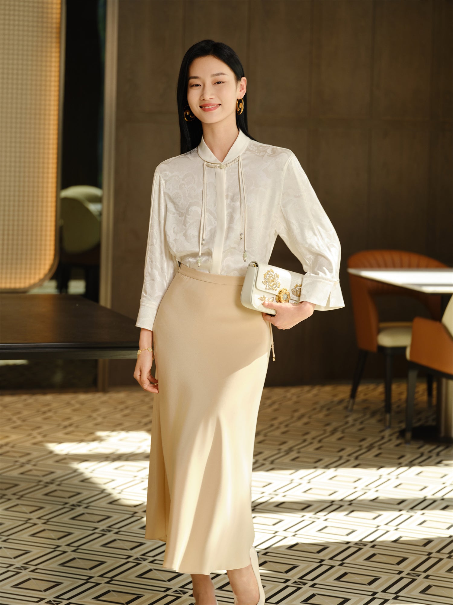 YAYING New Chinese Mulberry Silk Shirt