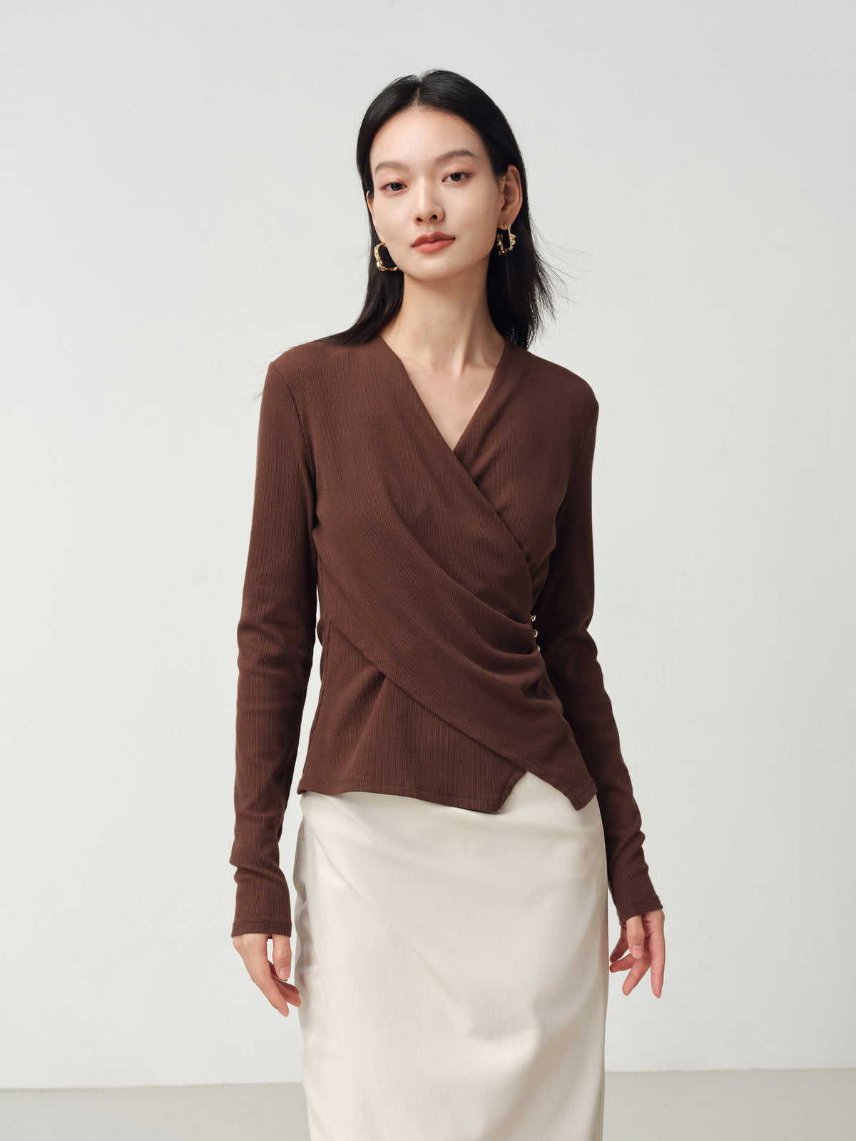 EP YAYING V-Neck Slim-Fit Slimming Top