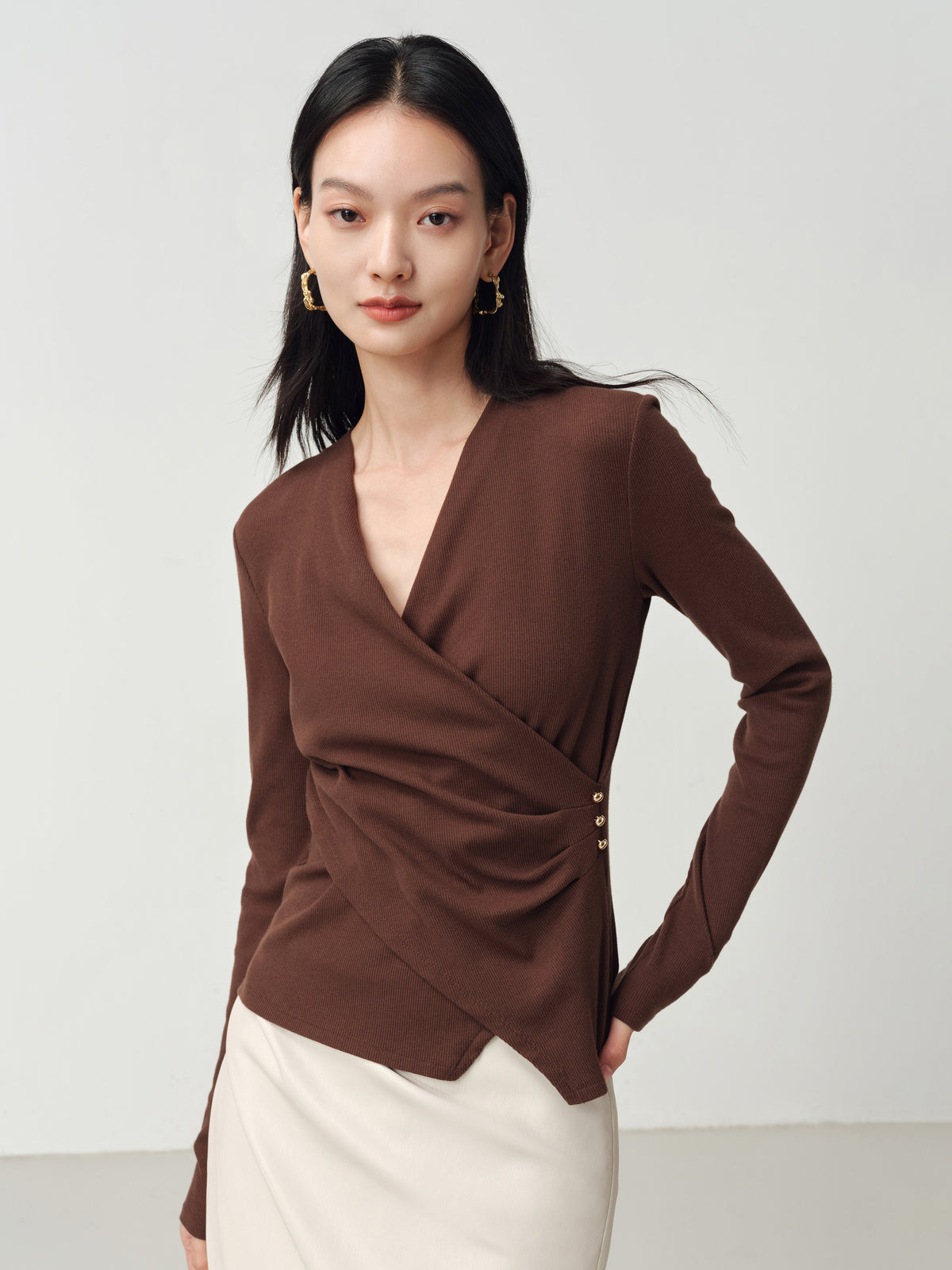 EP YAYING V-Neck Slim-Fit Slimming Top