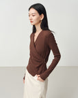 EP YAYING V-Neck Slim-Fit Slimming Top