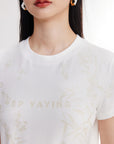 EP YAYING Cotton Printed Slim-Fit Short-Sleeve T-Shirt