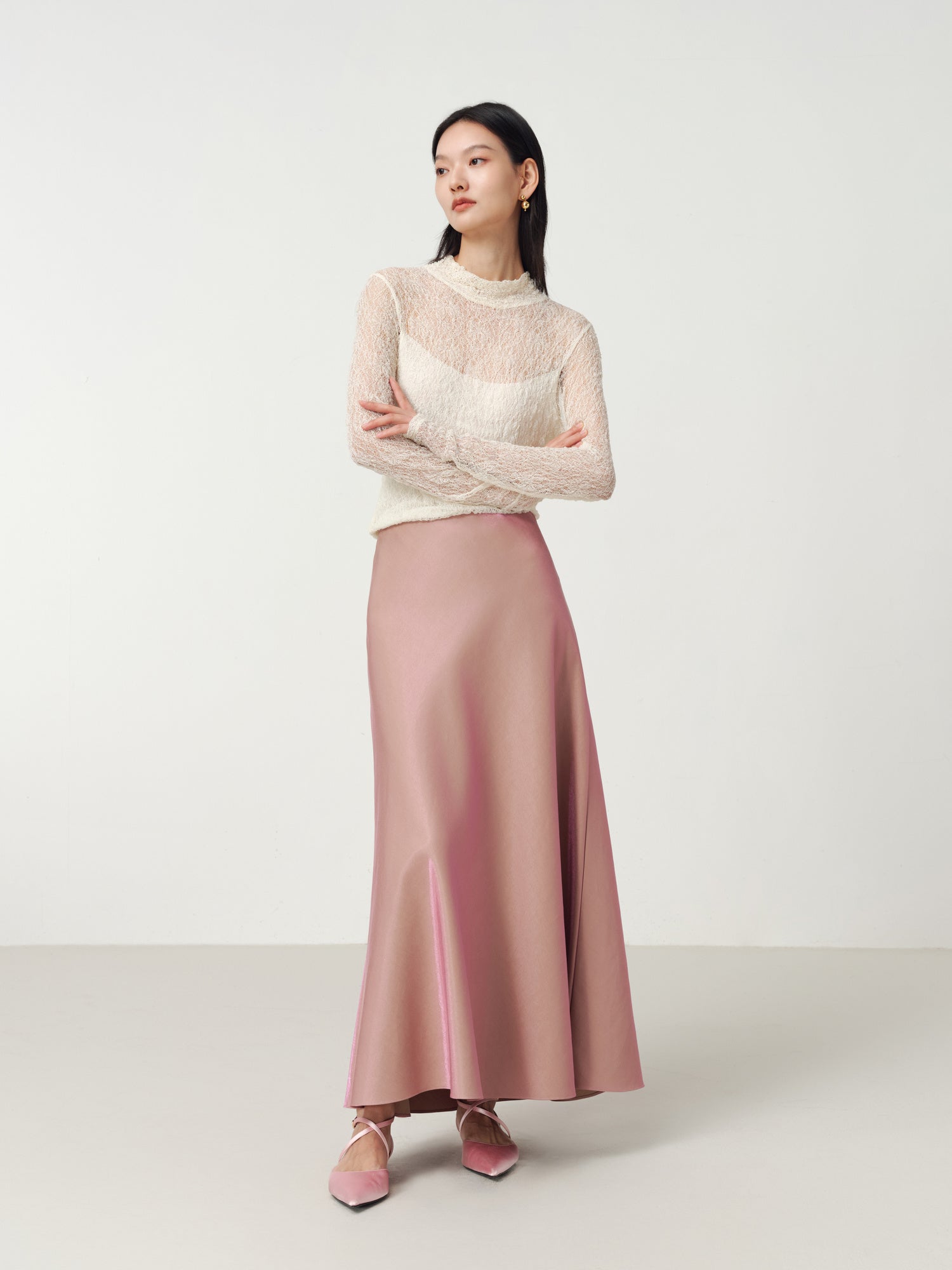 EP YAYING Satin A-Line Skirt EGKPA3309AF