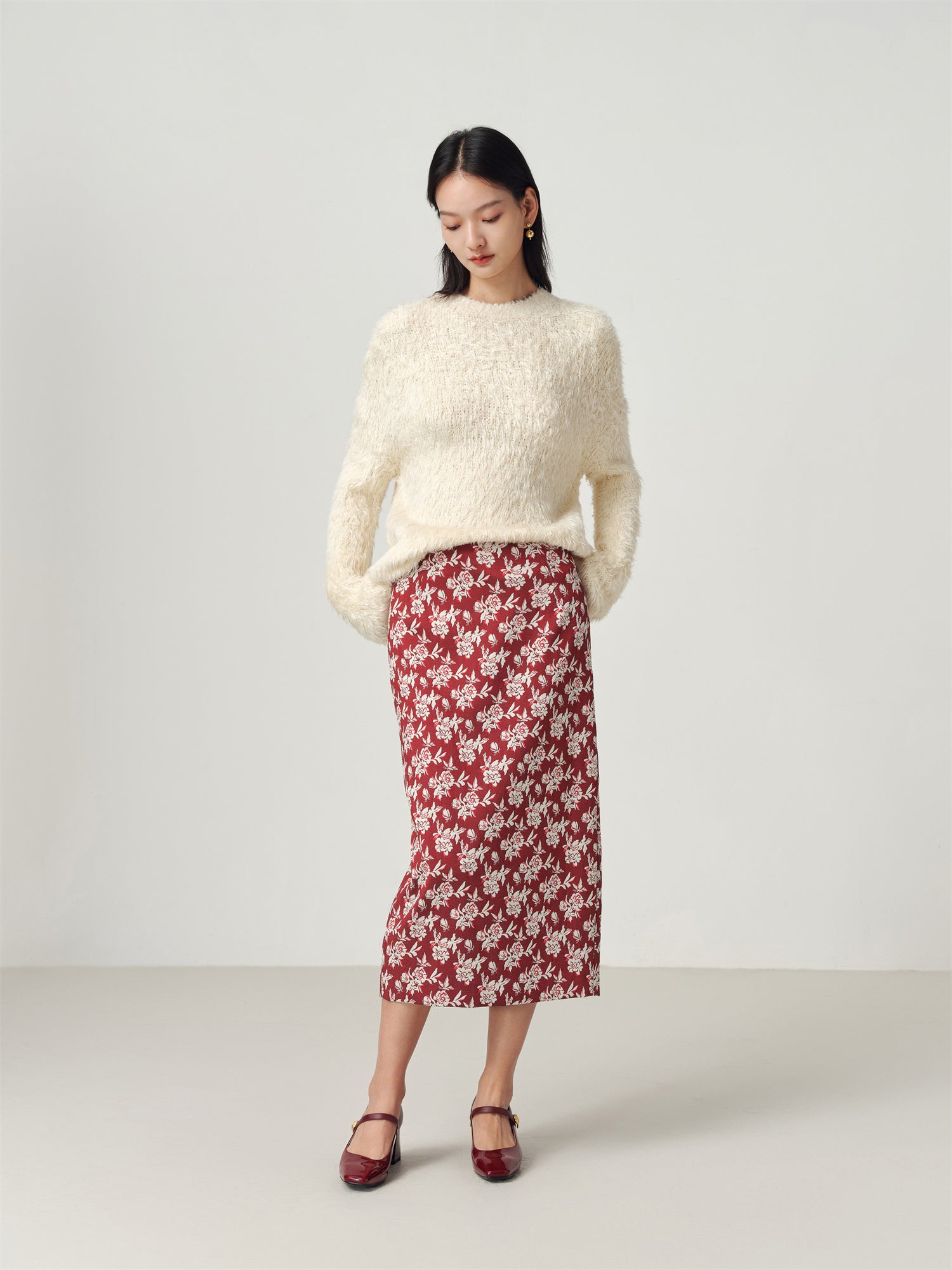 EP YAYING Jacquard Midi pencil Skirt EGKPA3527AR