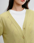 EP YAYING Wool Cashmere V-Neck Sequin Knit Cardigan Sweater