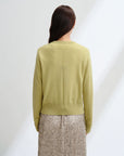 EP YAYING Wool Cashmere V-Neck Sequin Knit Cardigan Sweater