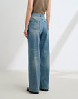 EP YAYING Rhinestone Cotton High-Waist Straight-Leg Jeans