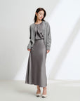 EP YAYING Wool Cashmere V-Neck Sequin Knit Cardigan Sweater