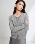 EP YAYING Wool Cashmere V-Neck Sequin Knit Cardigan Sweater
