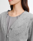 EP YAYING Wool Cashmere V-Neck Sequin Knit Cardigan Sweater