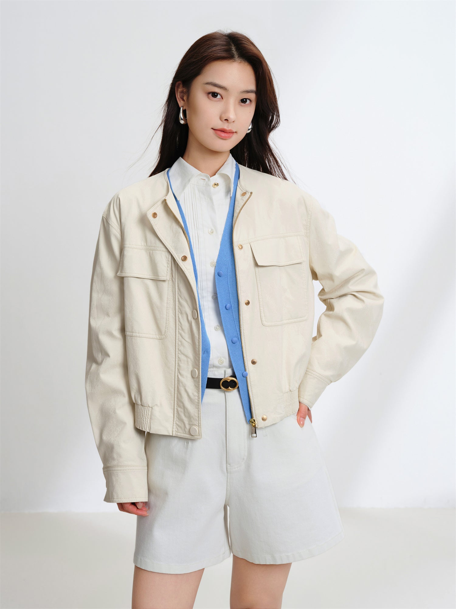 EP YAYING Leather Texture Coat EGKPP1282AM