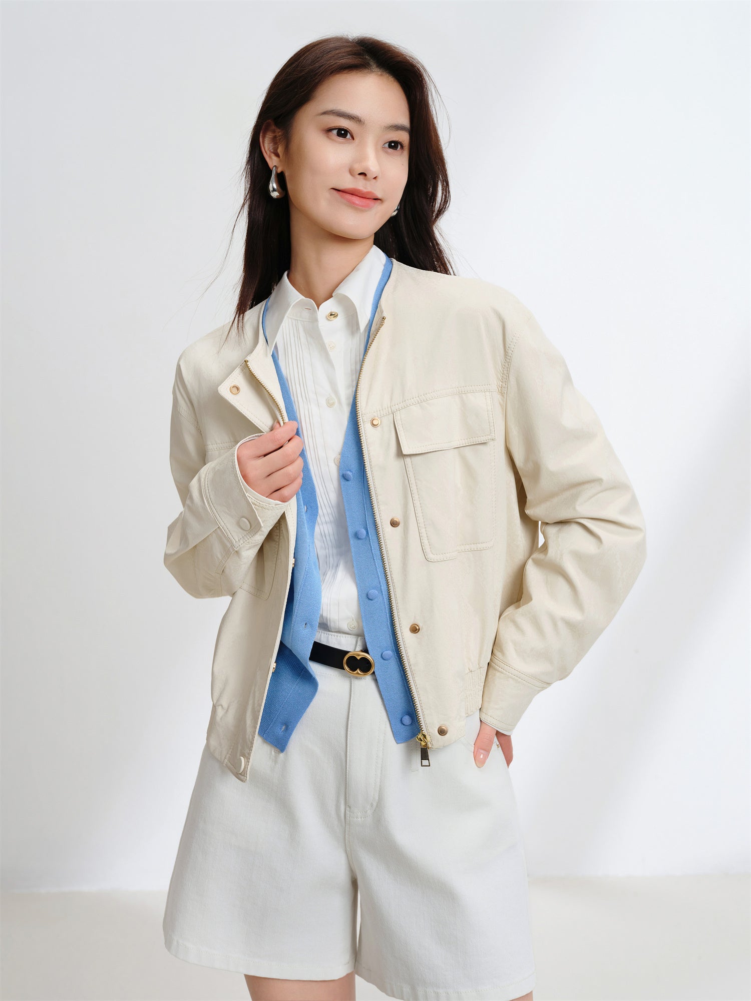EP YAYING Leather Texture Coat EGKPP1282AM