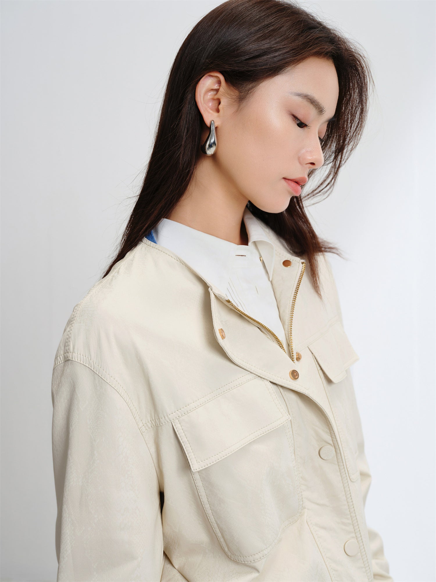 EP YAYING Leather Texture Coat EGKPP1282AM