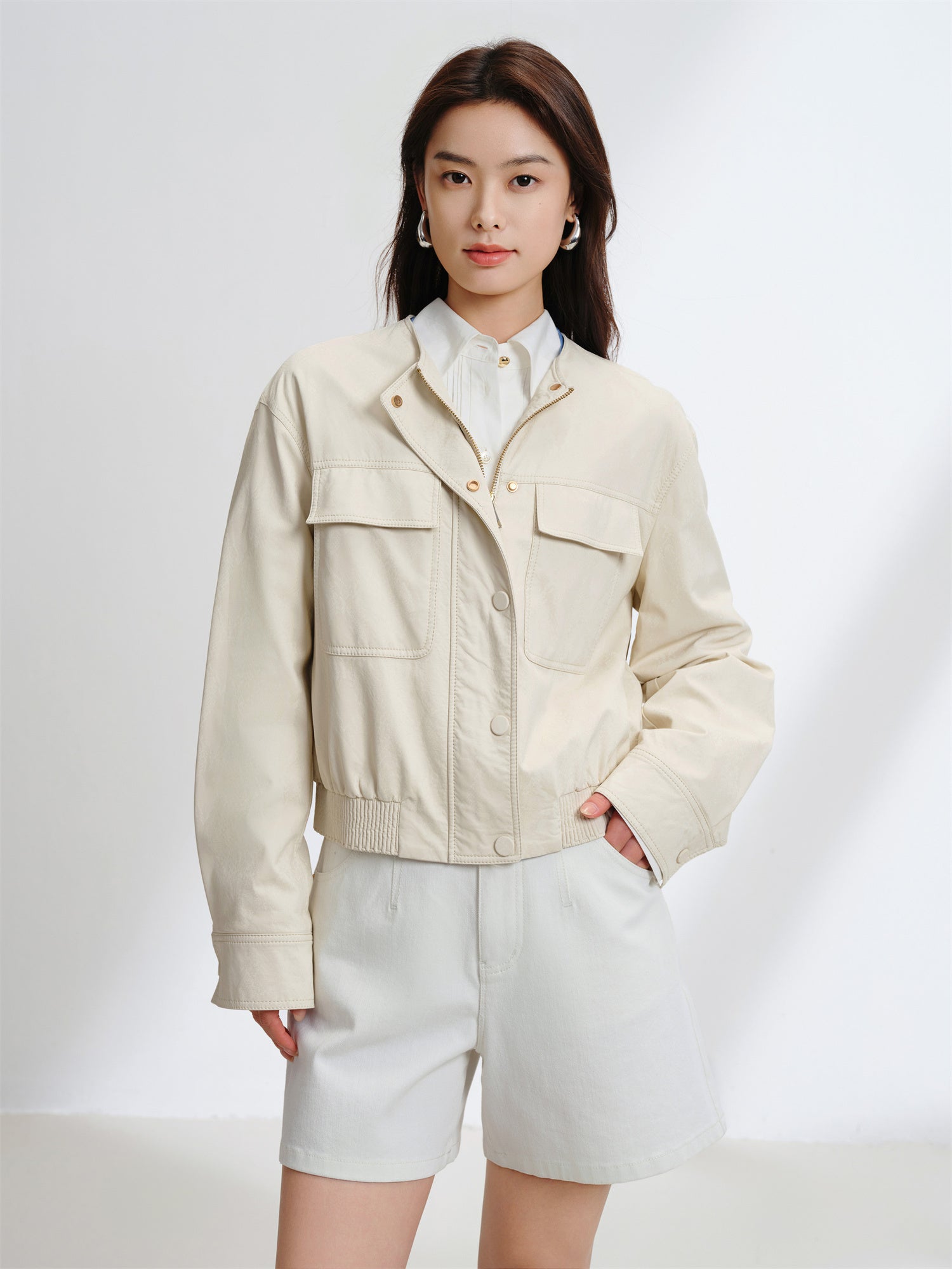 EP YAYING Leather Texture Coat EGKPP1282AM