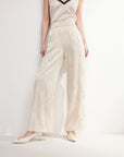EP YAYING Silk Jacquard High-Waist Blazer Pants