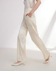 EP YAYING Silk Jacquard High-Waist Blazer Pants