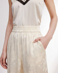 EP YAYING Silk Jacquard High-Waist Blazer Pants