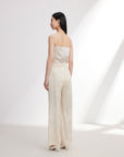 EP YAYING Silk Jacquard High-Waist Blazer Pants