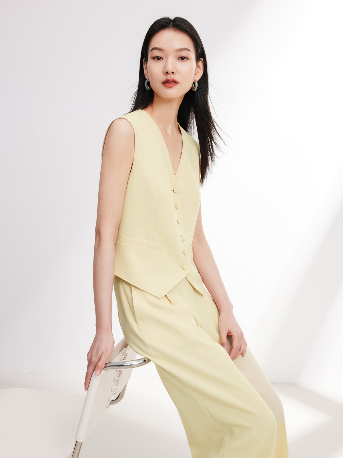 EP YAYING Acetate Commuter Waist-Defining Vest