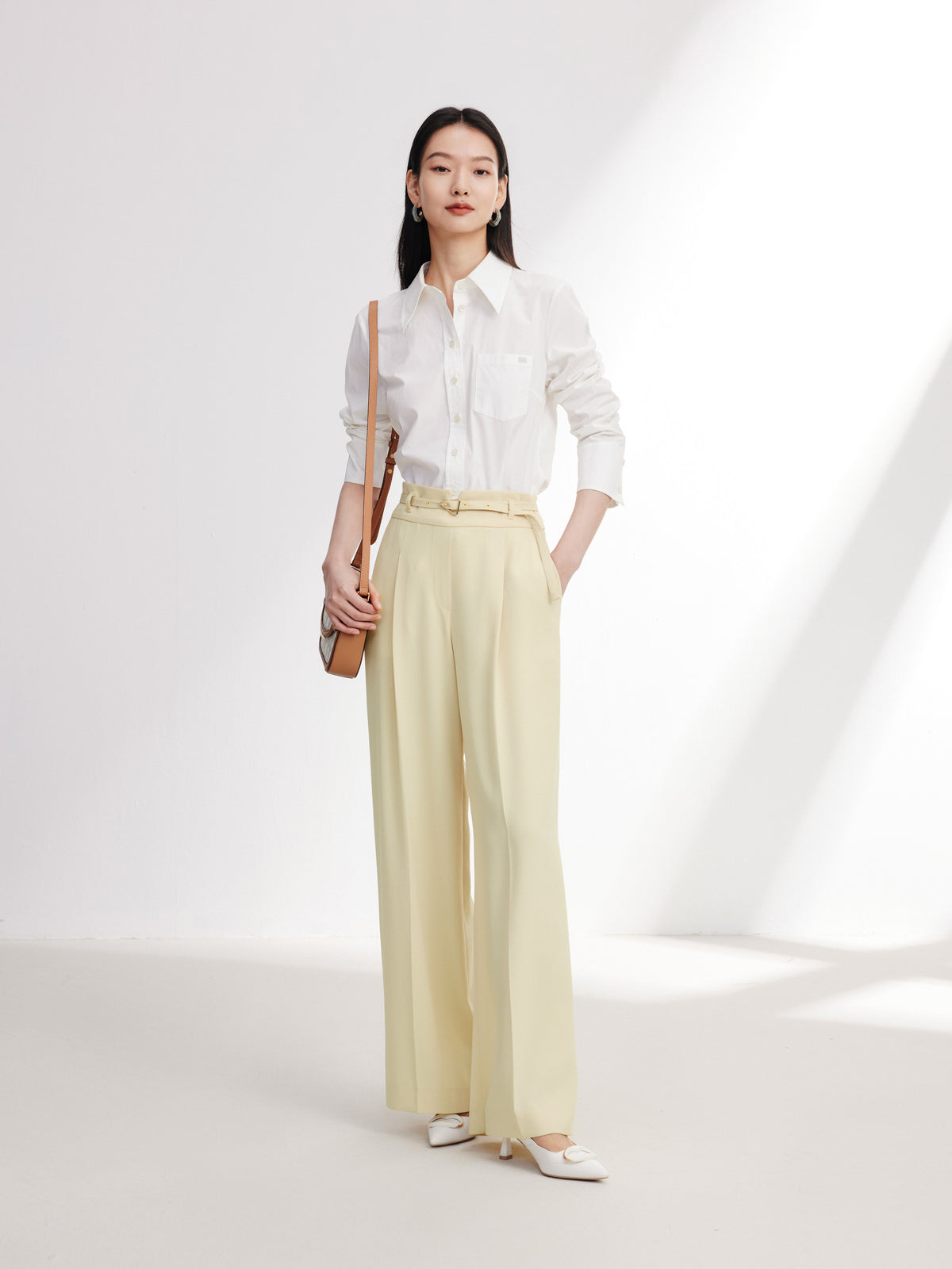 EP YAYING Acetate Commuter Relaxed-Fit Wide-Leg Pants