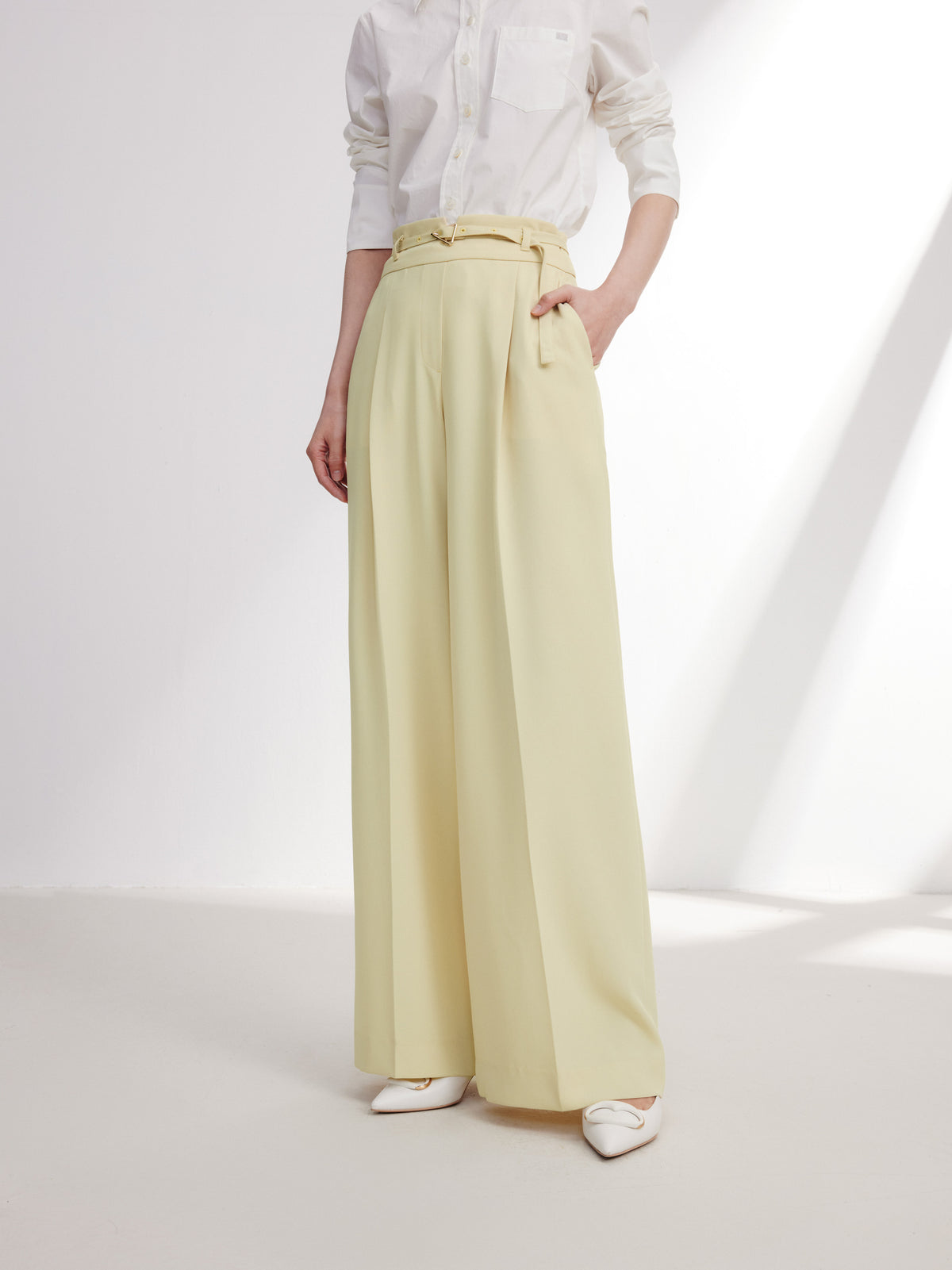 EP YAYING Acetate Commuter Relaxed-Fit Wide-Leg Pants