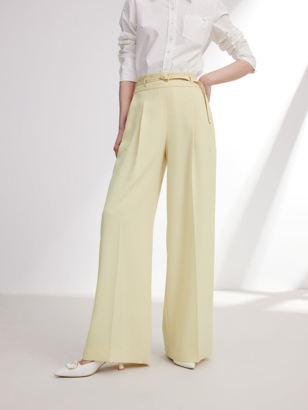 EP YAYING Acetate Commuter Relaxed-Fit Wide-Leg Pants