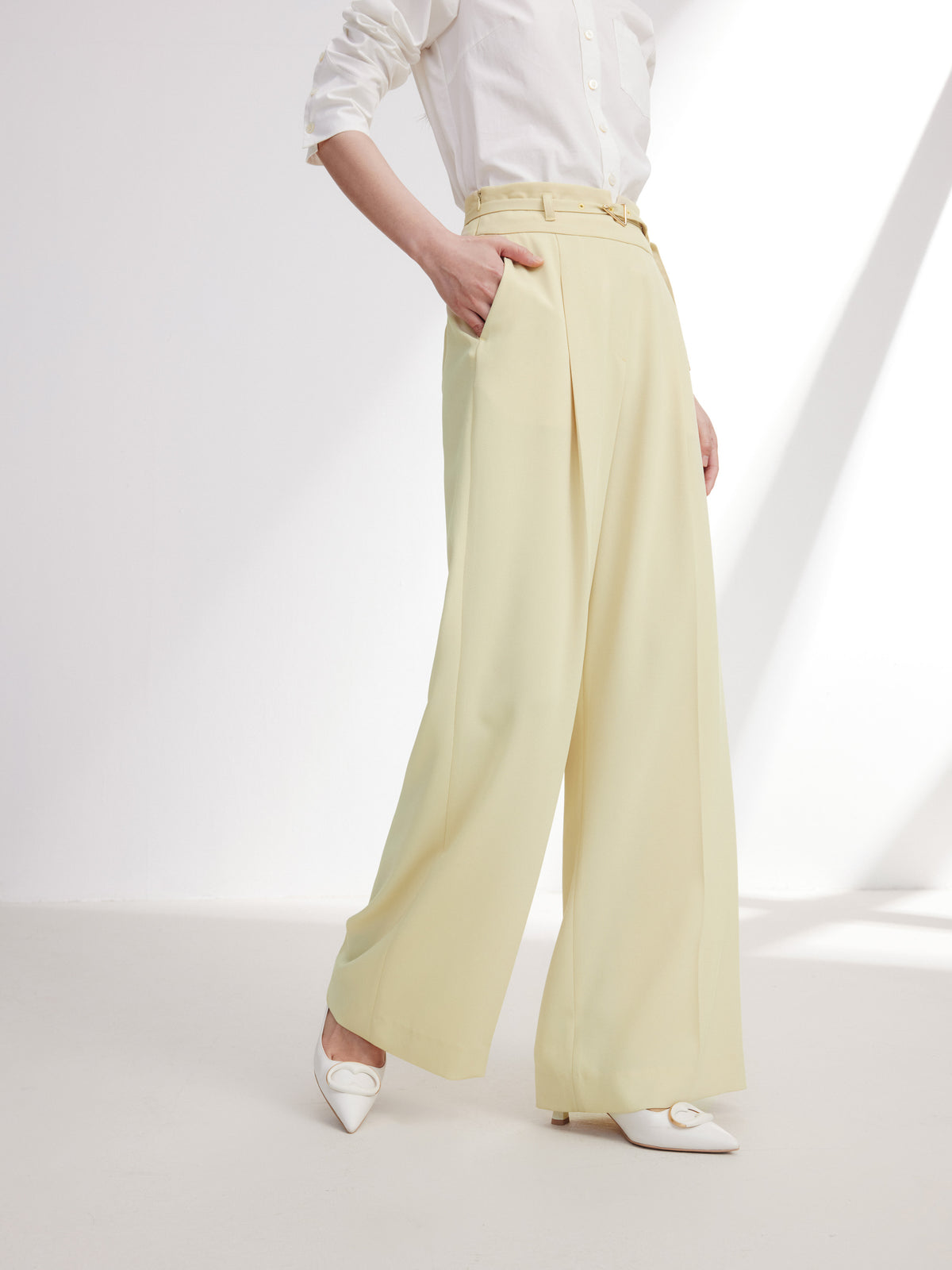 EP YAYING Acetate Commuter Relaxed-Fit Wide-Leg Pants