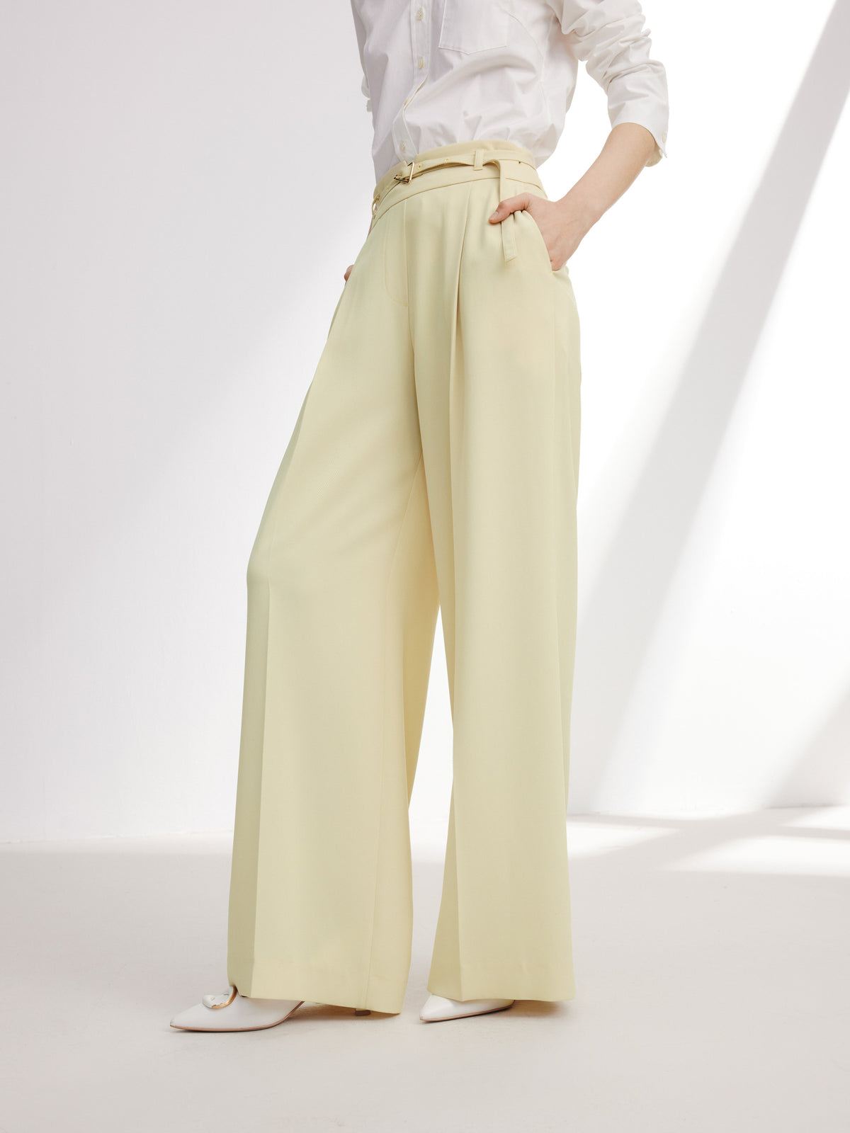 EP YAYING Acetate Commuter Relaxed-Fit Wide-Leg Pants