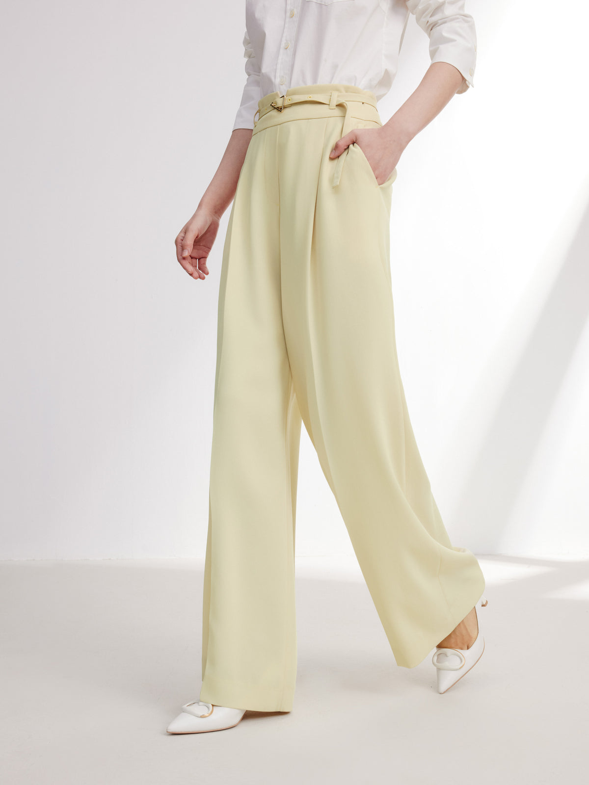 EP YAYING Acetate Commuter Relaxed-Fit Wide-Leg Pants
