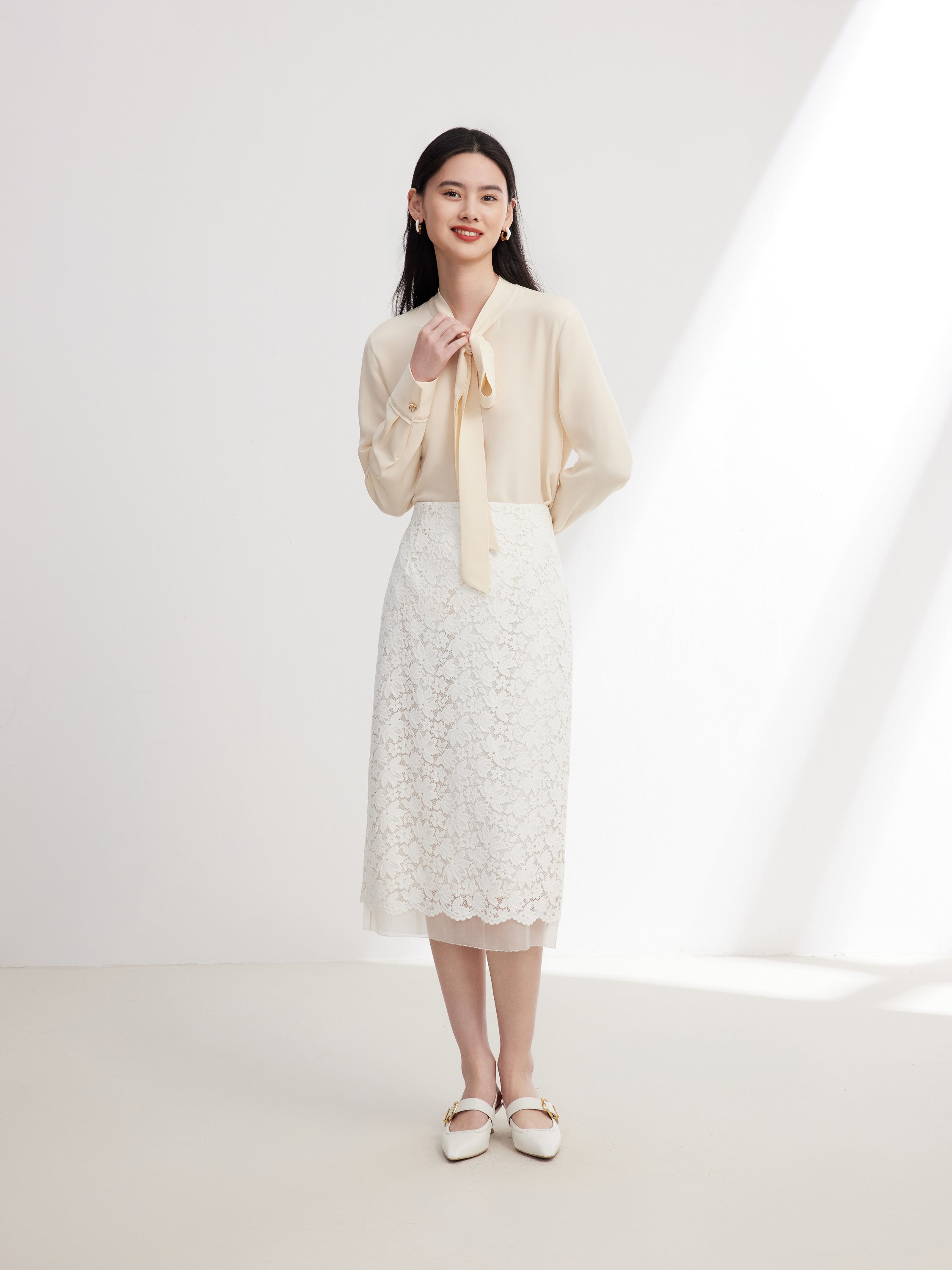 EP YAYING White Lace Skirt