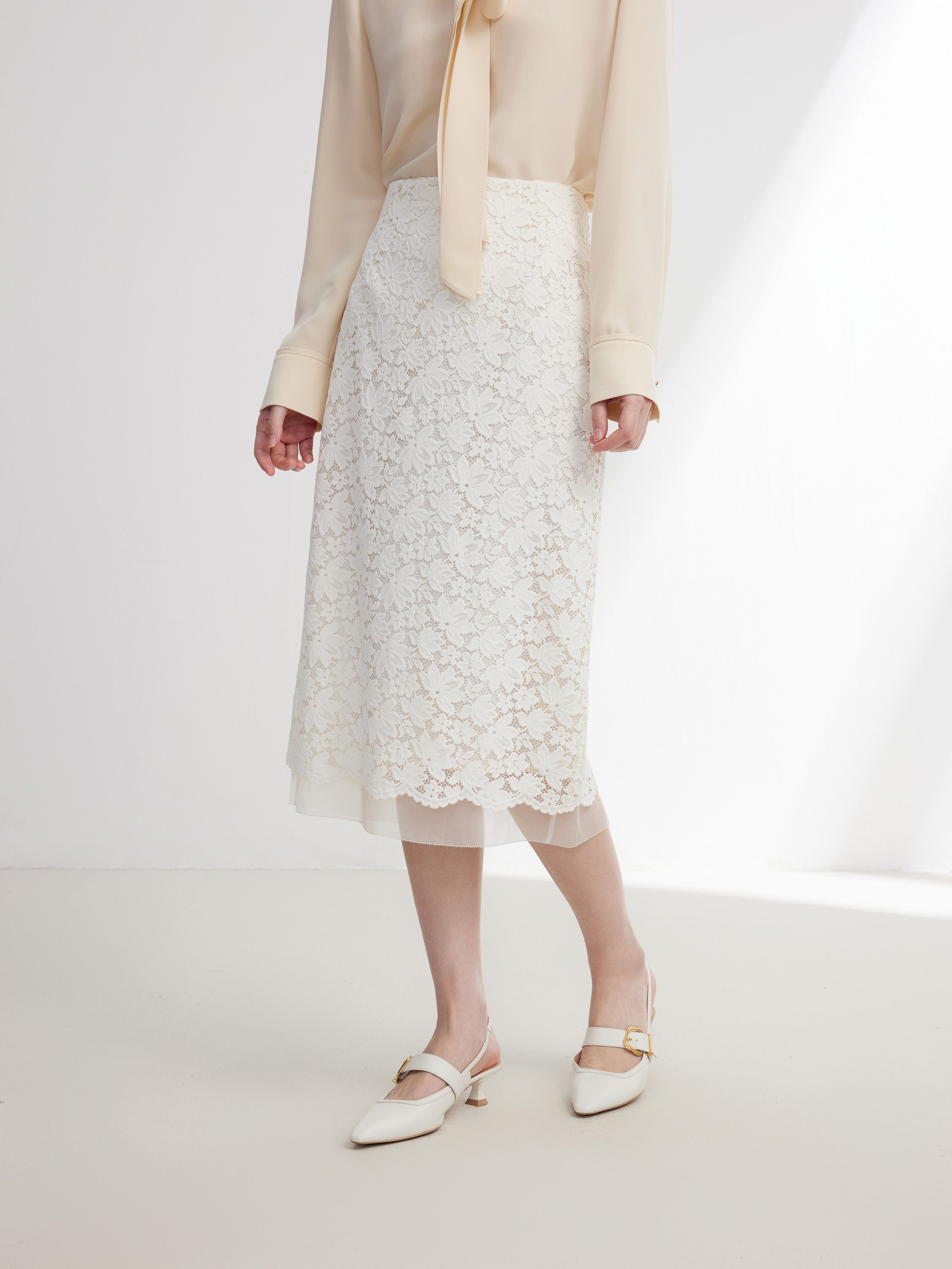 EP YAYING White Lace Skirt