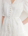 EP YAYING Bubble Sleeve Silk Cotton Dress