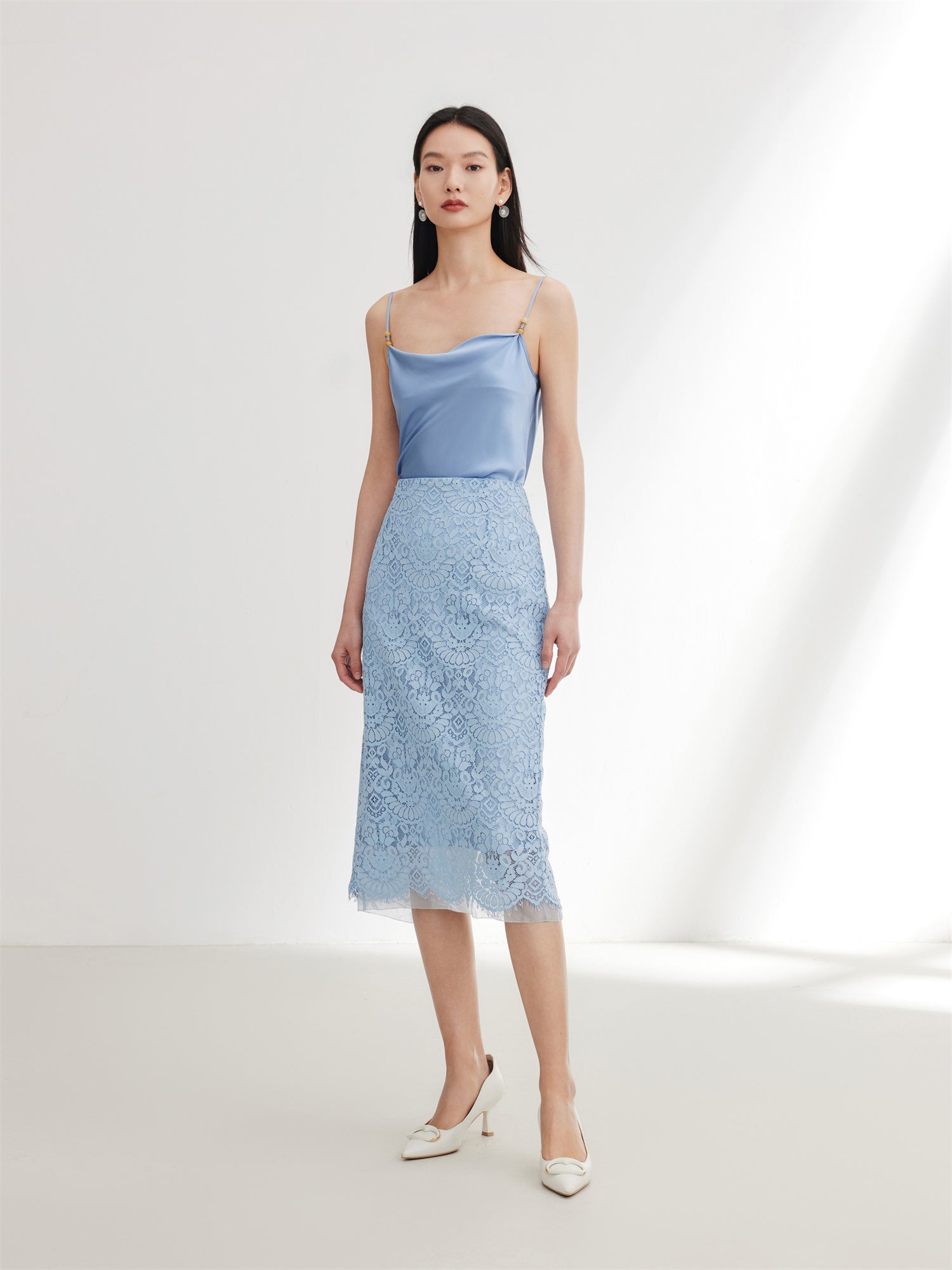 EP YAYING Blue Textured Skirt