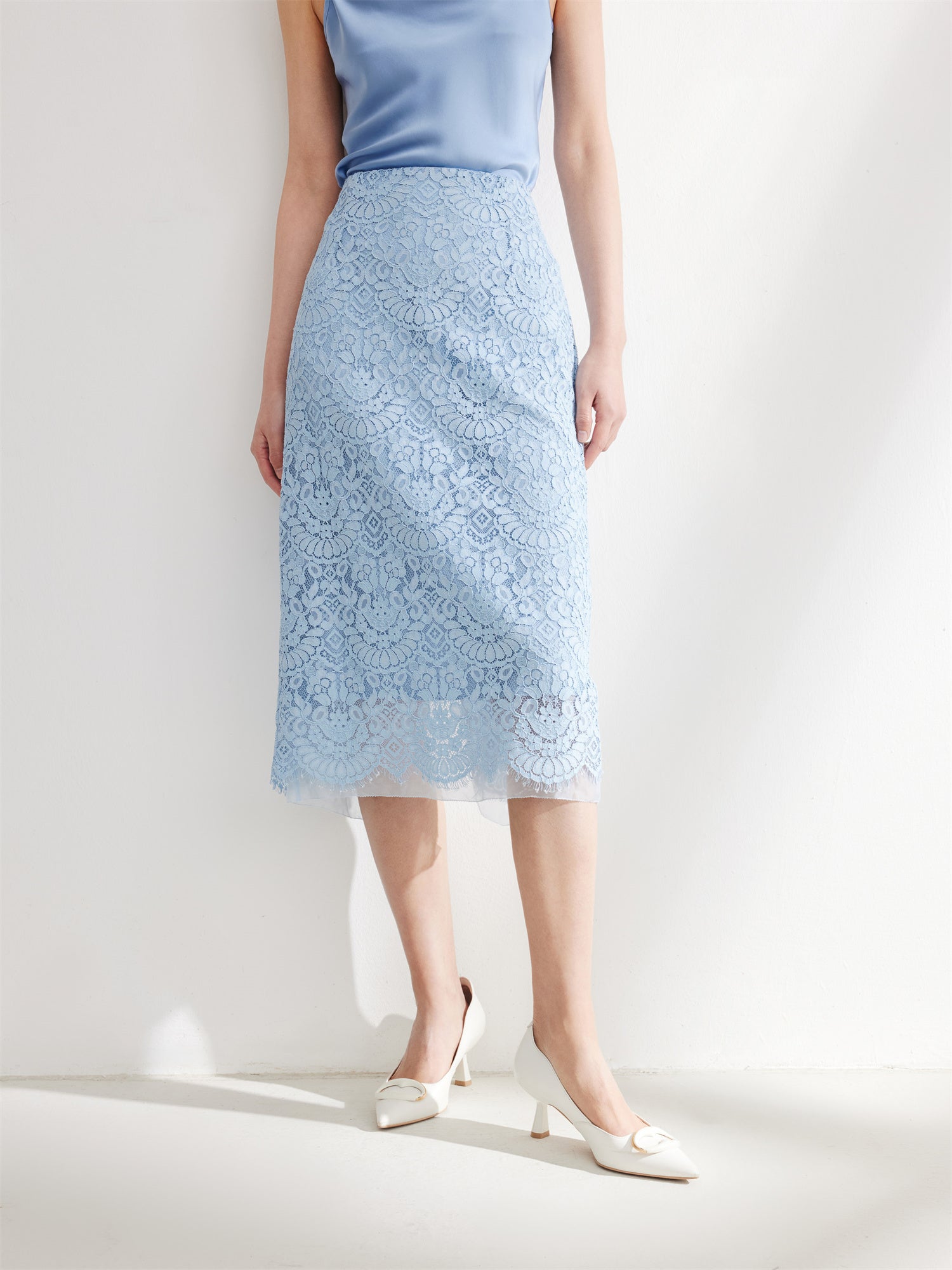 EP YAYING Blue Textured Skirt