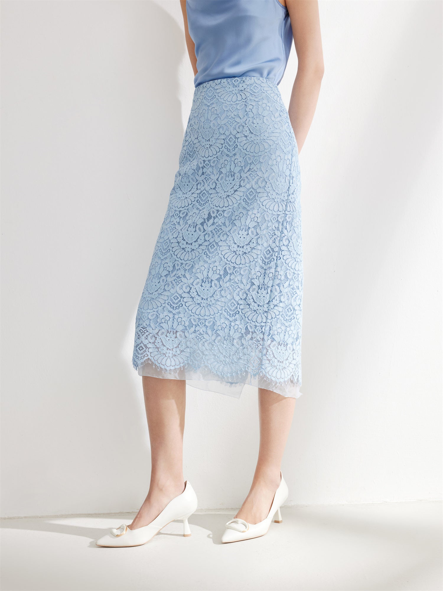 EP YAYING Blue Textured Skirt
