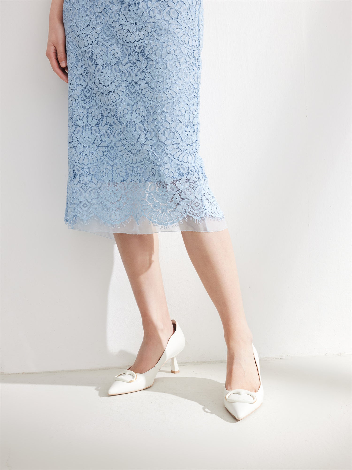 EP YAYING Blue Textured Skirt