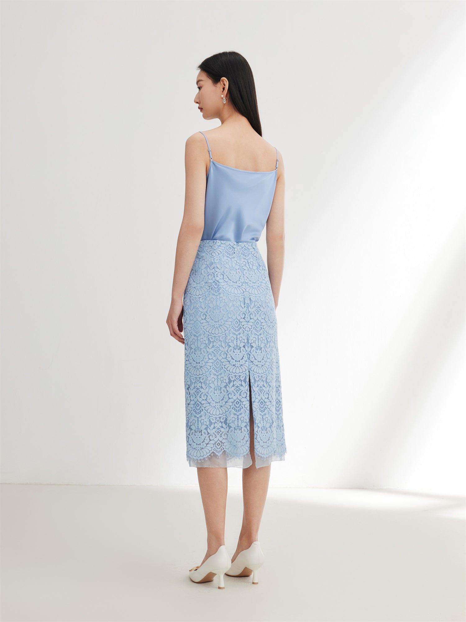 EP YAYING Blue Textured Skirt